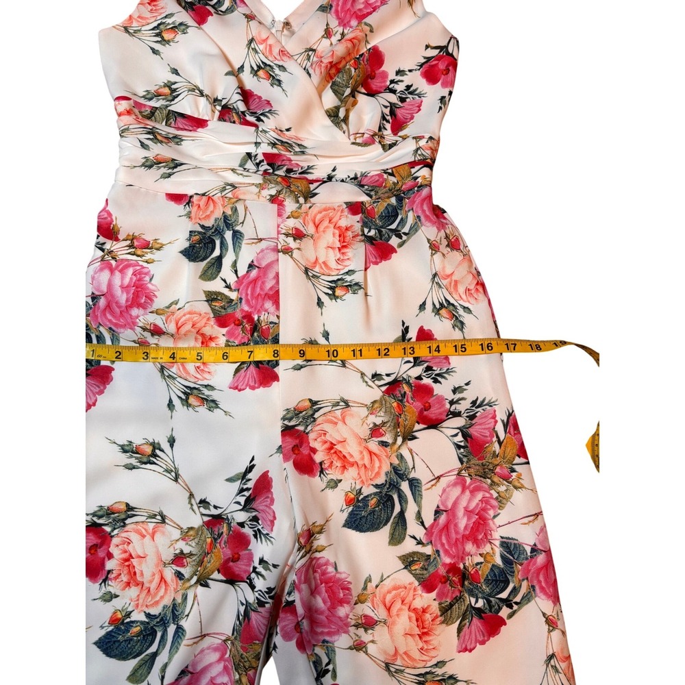 Floral Sleeveless Wide Leg Antonio Melani Jumpsuit 2 White Pink - Picture 9 of 10